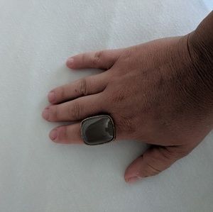 Gray rectangular statement ring